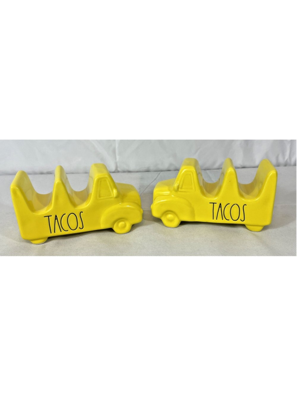 Rae Dunn Yellow Ceramic Taco Truck Taco Holder Set of 2 Artisan Collection New